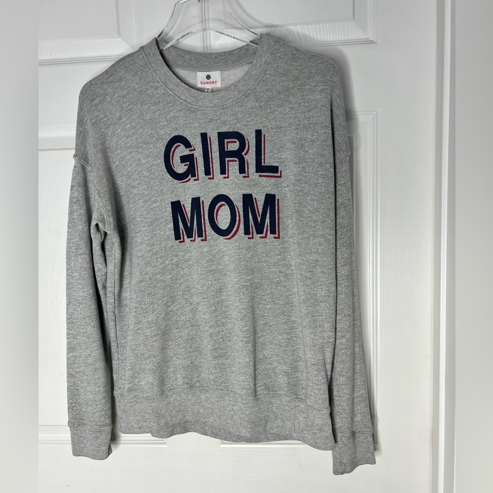 Sundry Girl Mom Gray Crewneck Sweater Sz XS